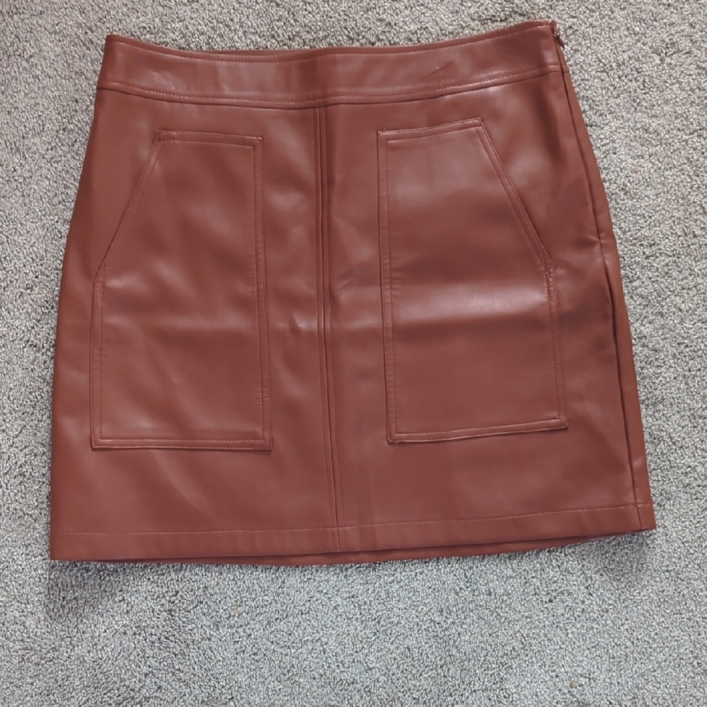Loft Womens Faux Leather Skirt